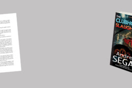 featured image showing cover and sample page from The Clubhouse Slaughters, by Andrew Segal, for blog post, 'What should we do with Ben'